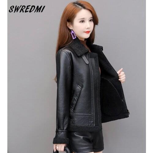 Lambswool Winter Coat Women Short Autumn Warm Leather Clothing Snow Wear Thickening Jacket Female Office Lady Jackets SWREDMI