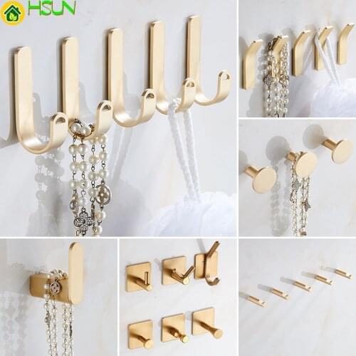 Brass Wall Hook for bathroom Coat Clothes Hooks Gold Hook For Kitchen Robe Towel Hook