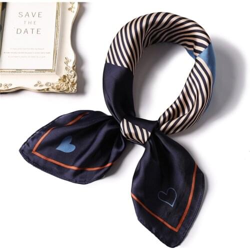 Small silk scarf 2021 summer hijabs for women neck head hijabs foulard silky tie band ribbon