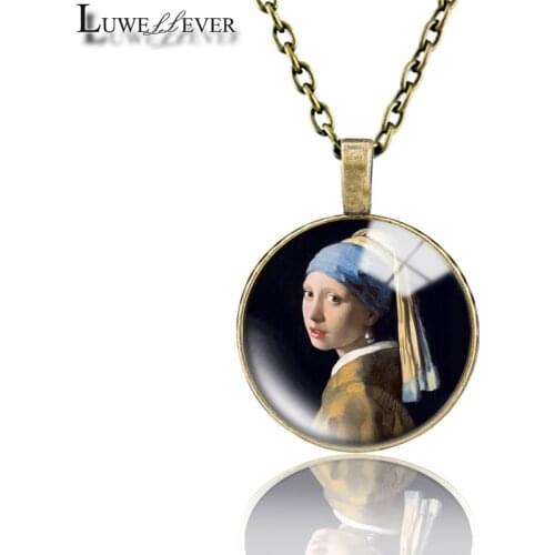 World Masterpiece Necklace 635 25mm Bronze 30mm Wood Rhinestone Double-sided Moon Round Glass Pendant For Women Gift