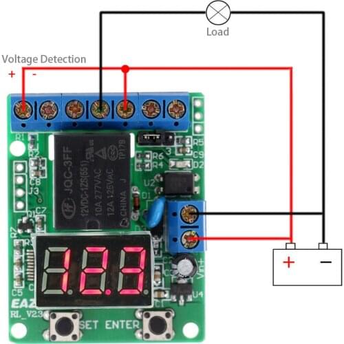 DC 12V Voltage Detection Charging Discharge Monitor Test Relay Switch Control Board Module Adjustable voltage limit 0-99.9V