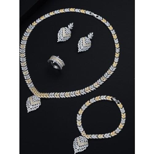 Be 8 Fashion Women Jewelry Set Classic Leaf Shape Trendy Brilliant Sparkling AAA Cubic Zircon Wedding Dress Jewelry Set S461