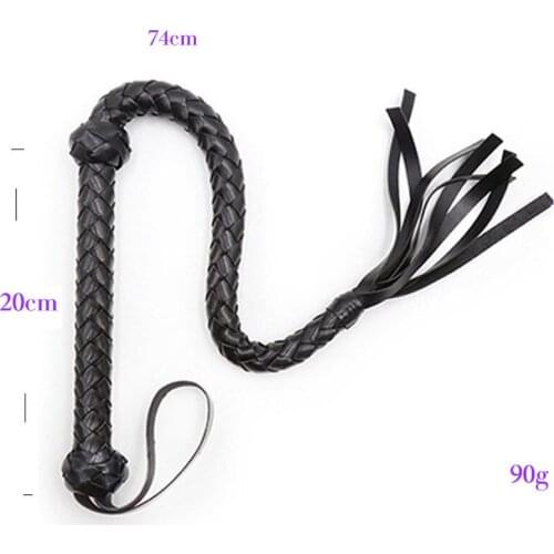 New Snake PU Leather Weaved Whip Riding Crop Party Flogger Black Female Equipment Straight Whip Queen Fun Game Toys BDSM