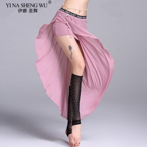 New Belly Dance Costume For Women Belly Dancing Skirt Wrap Hip Scarf With Ruffles Side Slit Dark Green Korea Design