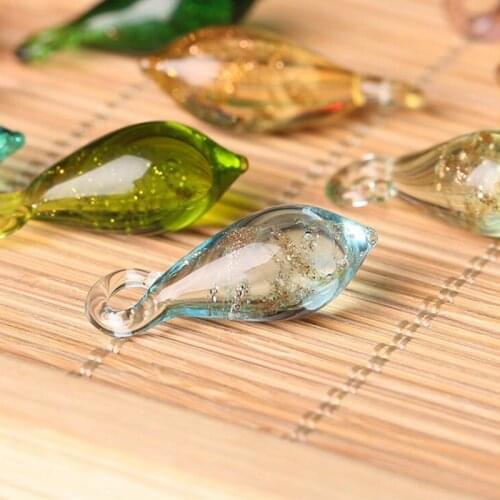Wholesale 10pcs/lot Teardrop Lampwork Glass Beads Pendant Waterdrop Murano Loose Beads With Gold Sand for jewelry making