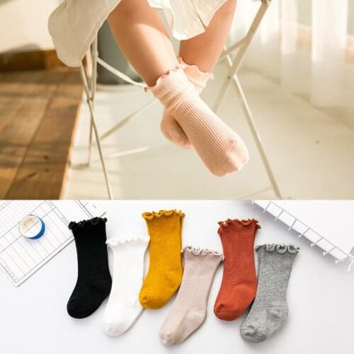 Autumn New Childrens Socks Solid Color Baby Socks With Wooden Ears Simple Baby Socks Autumn And Winter 0-1