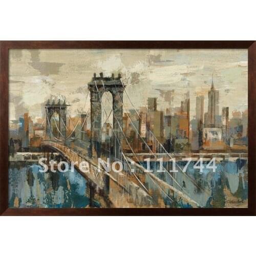 Landscape oil painting modern art decorative New York View by Silvia Vassilev High quality 100%hand painted