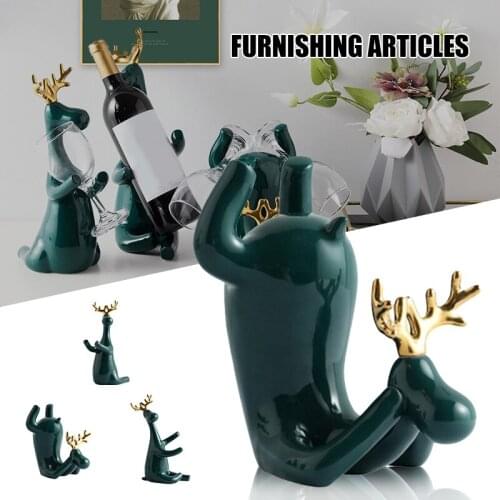 Wine Rack Statue Elk Bottle Holder Stand Simple and Creatives Ceramics Craft for Home Living Room Bar C1