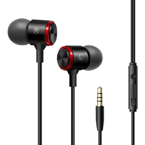3.5mm Wired Stereo Deep Bass Earphone In-ear Music Headset with Line Control Mic