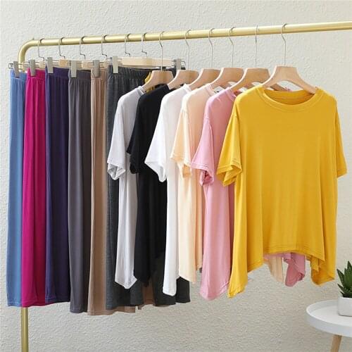 Tracksuits Sets Female Set 2 Pcs T-Shirt Trousers Shorts for Women Ladies Loungewear Women Summer Pants for Woman Modal Suits