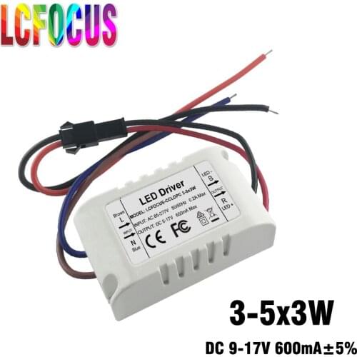Lighting transformer 3-5Wx3W 85-277V 9-17V 600mA LED driver plastic housing for 9W 12W 15W bulb flood light high bay light