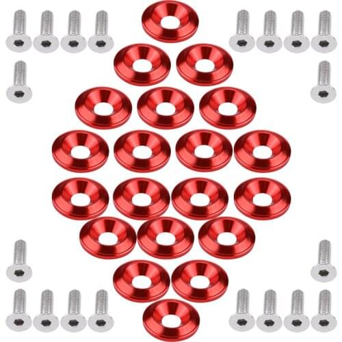 Universal 20Pcs Red Blue Black CNC billet aluminum Bumper/Fender Washer Bolt Engine Bay Dress Up Kit fit for most vehicles