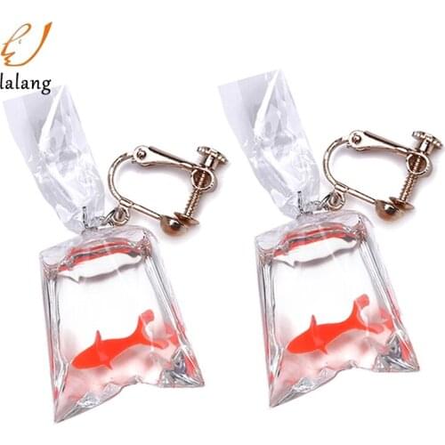 Carp Patterns Goldfish Ear Hook Earrings And Ear Clip For No Ear Hole Use Womens Jewelry Goldfish Clip Earring