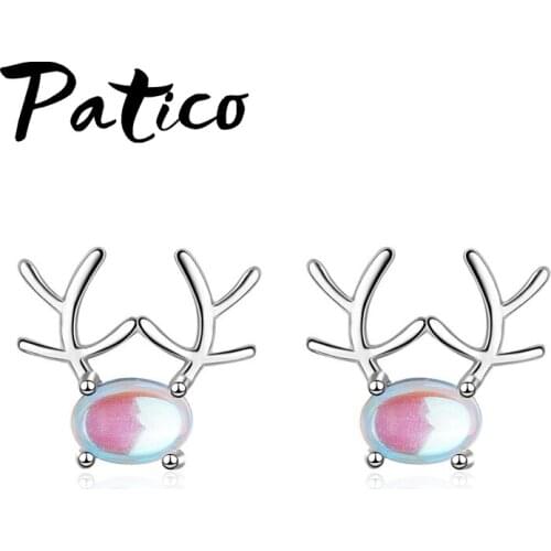 Women Fashion Animal Stud Earrings For Girls Best Selling 925 Sterling Silver Antler Shape Earrings