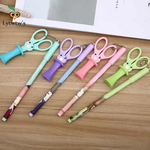1Pcs Flower Sweet Girl With Scissor Pendant 0.5mm Gel Pen Black Ink Birthday Party Gift Christmas Gift