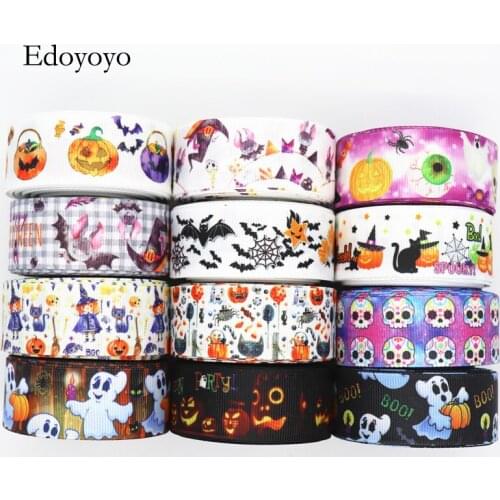 10 Yards 1'' 25MM Halloween Printed Grosgrain Ribbons For Hair Bows/ Gift Packaging DIY Handmade Materials Y19072302