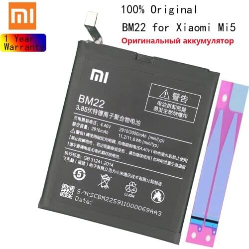 100% Original 3000mAh BM22 Battery For Xiaomi 5 Mi5 M5 bateria Replacement Phone Batteries Accumulator With