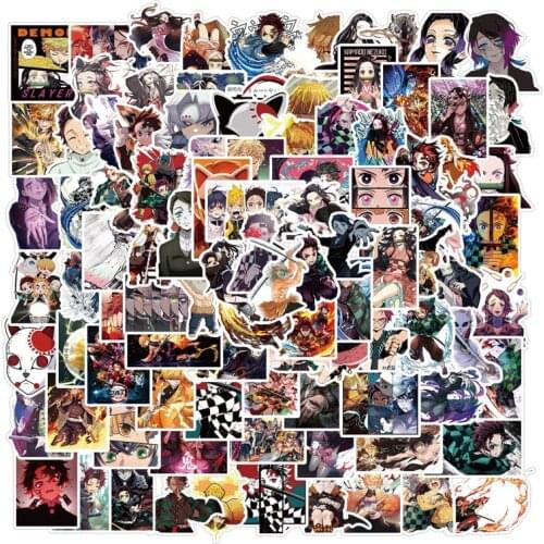100PCS Anime Demon Slayer Kimetsu No Yaiba Stickers Laptop Guitar Luggage Waterproof Graffiti Car Sticker Decal