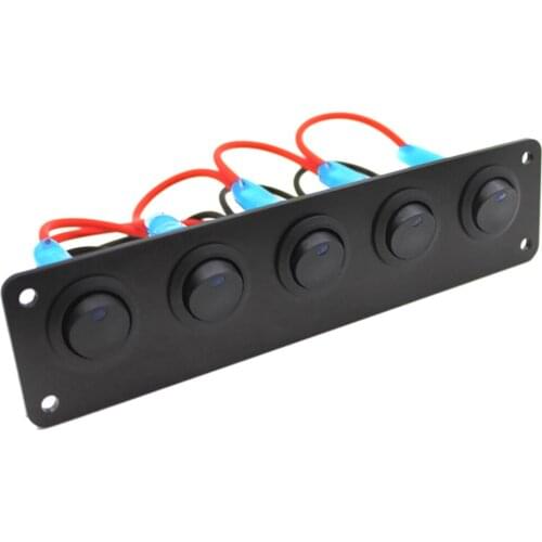 5 Gang Car Marine Boat Blue LED Rocker Switch Panel Waterproof Circuit
