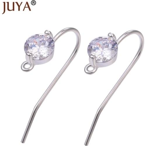 Diy earring making accessories earring hooks high quality copper metal plated 14 K gold micro-inlaid zircon earring findings