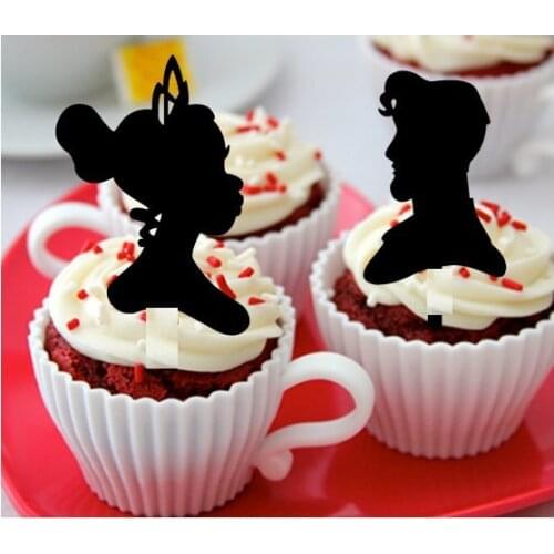 Glitter princess and the frog Silhouette Cupcake Toppers wedding bridal Party Picks baby shower birthday toothpicks decor