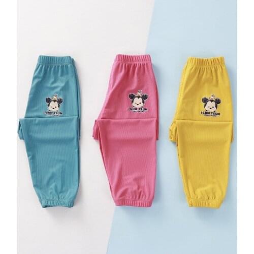 Print Mickey Single Color Kids Trousers Spring/summer Boys And Girls Pants Leisure Children Harem Pants 1 2 3 4 5 6 7 Years Old