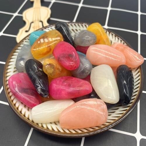 Wholesale 5pcs 15x28mm Cobblestone Shape Beads Imitation Stone Beads for Jewelry Making Bracelet Pendant DIY
