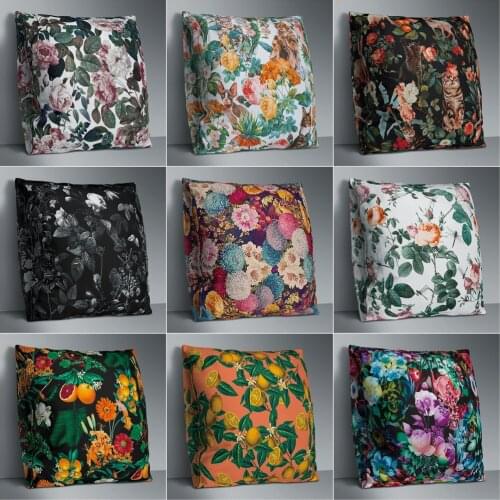 Vintage Flower Double Side Print Cushion Cover Polyester for Sofa Seat Soft Throw Pillow Case Cover 45x45cm Home Decor