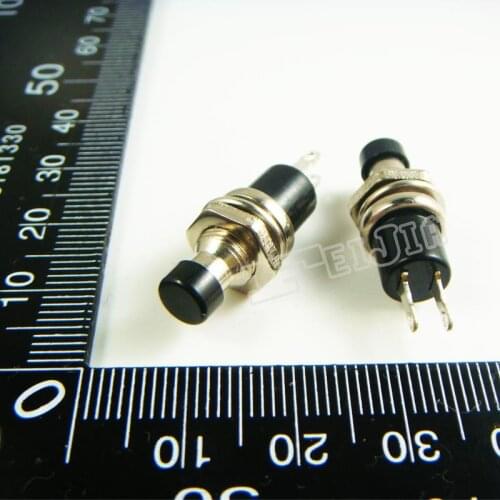 PBS-110 Button color Black 0.5A/250VAC OFF-ON 2Pin Non Self-locking Push Button Switch (Self reset switch) 100Pcs/lot