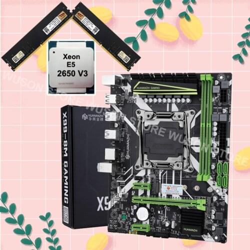 HUANANZHI Discount motherboard with M.2 NVMe slot X99 LGA2011-3 motherboard bundle CPU Xeon E5 2650 V3 RAM 32G(2*16G) 2400 DDR4