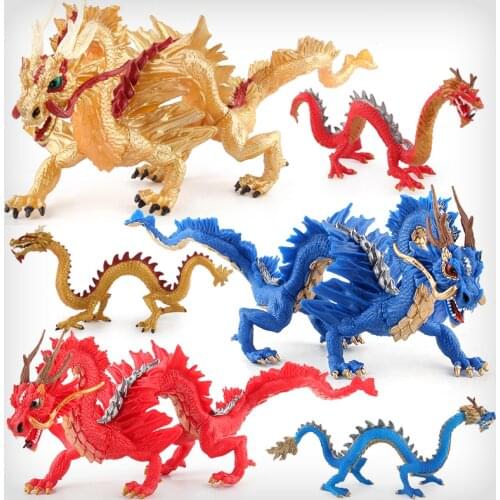 Simulated Dragon Model Toy Oriental Dragon Hand Run Auspicious Dragon God Beast Static Solid Golden Dragon China Dragon
