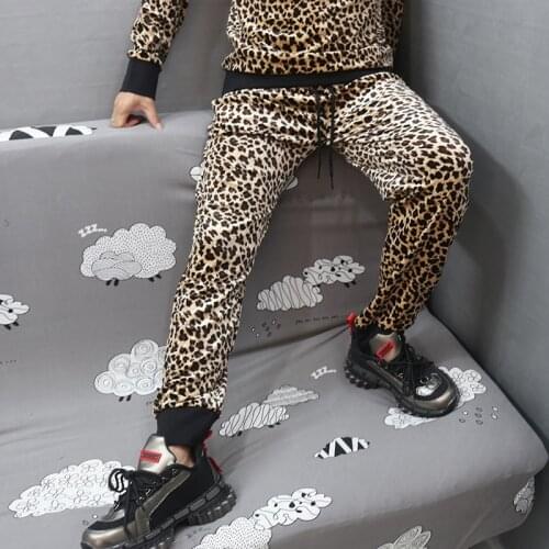 Personalized fashion show dress stage dress leopard print loose pants Harem Pants casual closure large hip hop high street