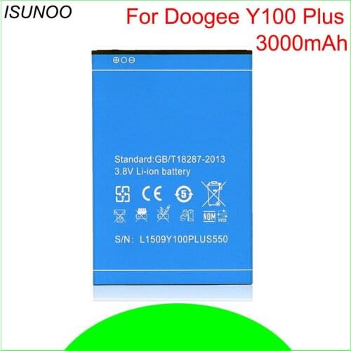 ISUNOO 10pcs/lot Battery Replacement For DOOGEE Y100 Plus Battery 3000mAh For Doogee Valencia 2 Y100 Plus Cell Phone