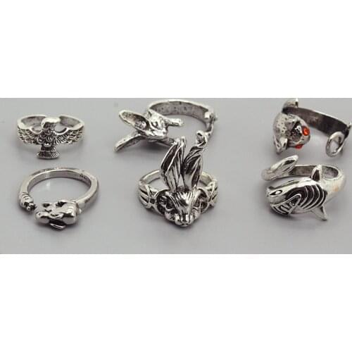 1PC New Punk Retro Cat Eagle Ring For Men Women Trendy Hiphop Rock Rabbit Fish Animals Open Adjustable Finger Ring Jewelry R259