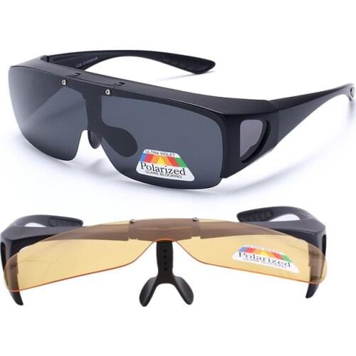 Vazrobe Clip on Sunglasses Men Women Polarized Day Night Driving Fit Over Glasses Prescription Eyeglasses Frame Flip Up Lenses