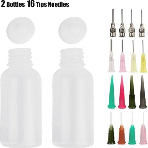 1 Set Henna Tattoo Plastic Bottle Set With 2 Bottles 16 Tips Needles Professional Nozzles Bottles Tattoo Body Art Drawing Tool