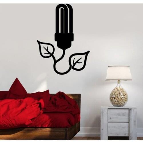 Light Bulb Wall Decal Plant Nature Energy Environment Creatives Door Window Vinyl Sticker Living Room Office Interior Decor Q947