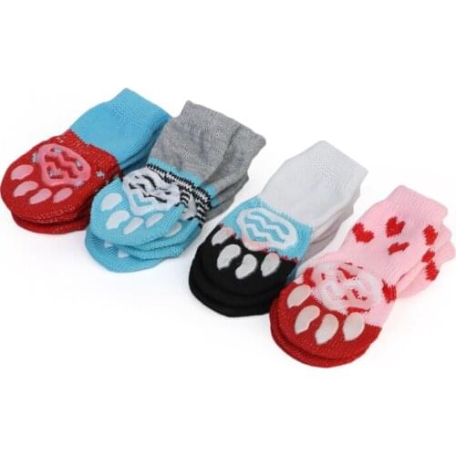 Anti-Slip Pet Dog Socks Knit Socks Small Cat Dogs Winter Socks Chihuahua Thick Warm Paw Protector Dog Socks Booties Accessories