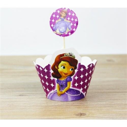 12set Caketopper Sofia Princess Disposable Tableware Happy Birthday Party Supplies Festival Decoration Favor Gender Reveal Girl