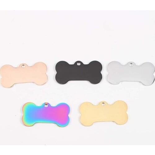 5pcs/Lot Mirror Polished Stainless Steel Pet ID Tag Dog Bone Charms DIY Dog Pet Name Pendant Jewelry Making 16*31mm