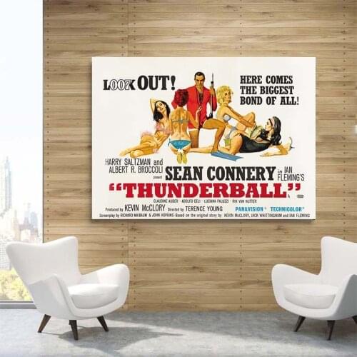 Classic Movie Poster James Bond 007 Wall Art Canvas Painting British Legend Vintage Print Pictures for Bar Living Room Decor