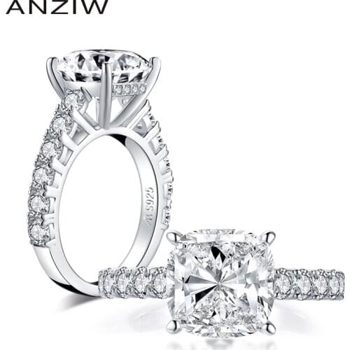 Luxury 925 Sterling Silver 5.0 Carat Cushion Cut Engagement Ring Simulated Diamond Wedding Silver Ring Jewelry Gifts