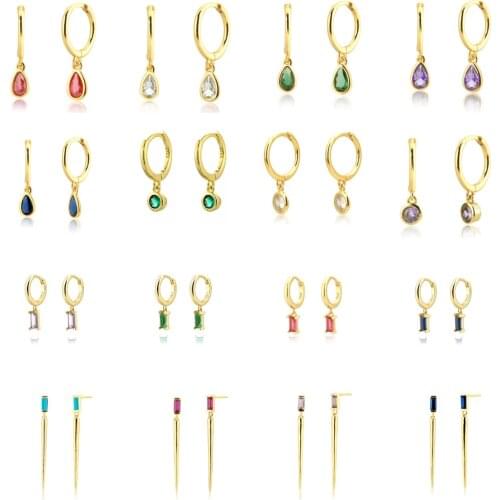 Color Pendiente Geometric Square Rainbow Drop Hoop Earrings for Women Party Youth Jewelry Birthday Gift Accessories 2021 Trend