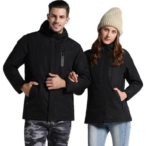 Mid-length outdoor jacket men and women smart USB heating cotton warm mountaineering clothing plus size