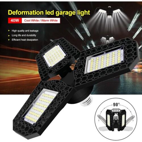 Super Bright 40W/60W/80W 4000LM Deformable 2835 LED Chips Indoor Garage Lights Shop Ceiling Fixture Light Bulb E27