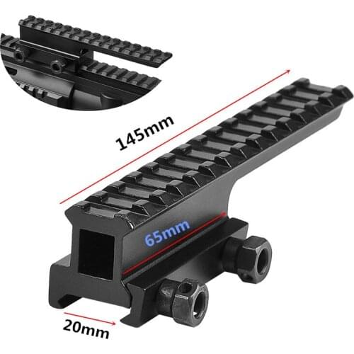 Tactical Extened High Riser Base Flat Top 145mm Length 14 Slots Suit 20mm Picatinny/Weaver Rail Mount for Riflescope Airsoft Gun