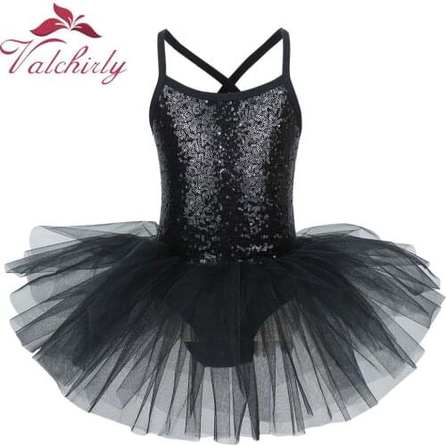 Girls Ballerina Party Costume Sequined Dance wear Ballet Leotard Dress for kids