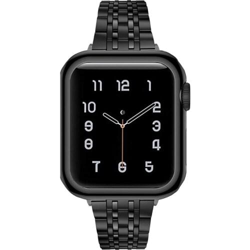 Slim Strap for Apple Watch 6 5 4 3 SE 44mm 40mm 42mm 38mm Metal Bracelet Stainless Steel Band for iWatch Women Men Luxury Bands