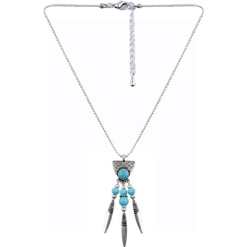 Retro Style Triangle Alloy Necklace Pendant African Beads Jewelry Tassel Necklace Iron Accessories Trendy Necklace 2 Color