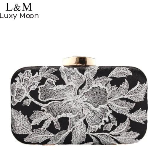 Retro Embroidery Clutch Bag For Women Box Shape Floral Brand Designer Bag Elegant Female Wedding Party Purses And Handbags X552H